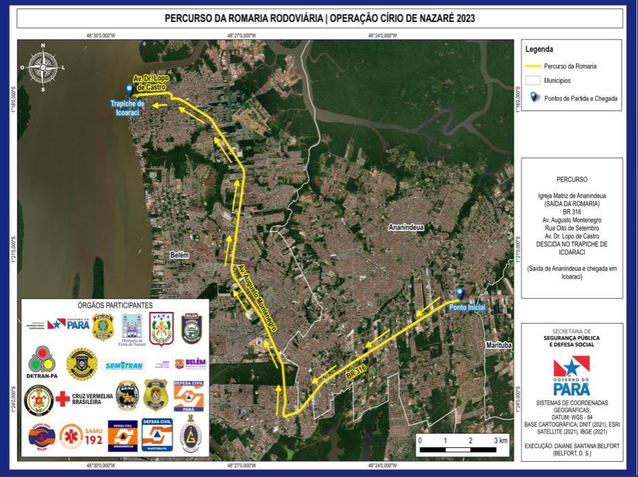 Percurso da Moto Rodoviária do Círio de Nazaré 2023