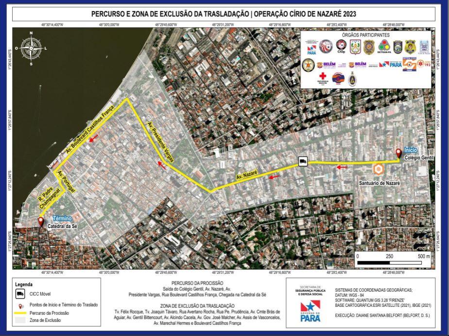 Percurso da Trasladação do Círio de Nazaré 2023