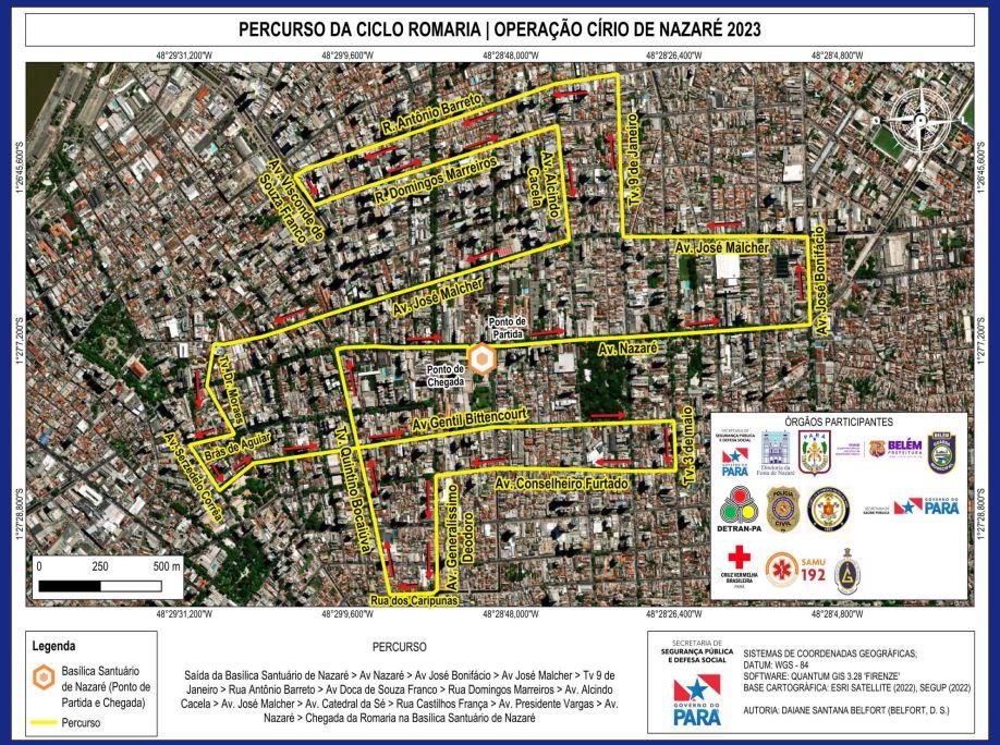 Percurso da Ciclo Romaria do Círio de Nazaré 2023