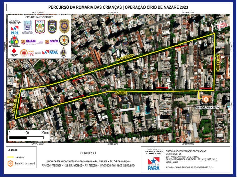 Percurso da Romaria das Crianças do Círio de Nazaré 2023