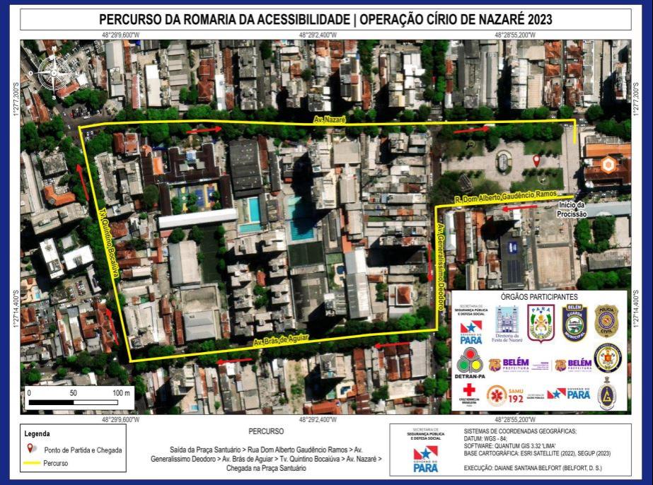 Percurso da Romaria da Acessibilidade do Círio de Nazaré 2023 