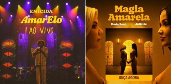 Capa do álbum AmarElo ao vivo e de Magia Amarela