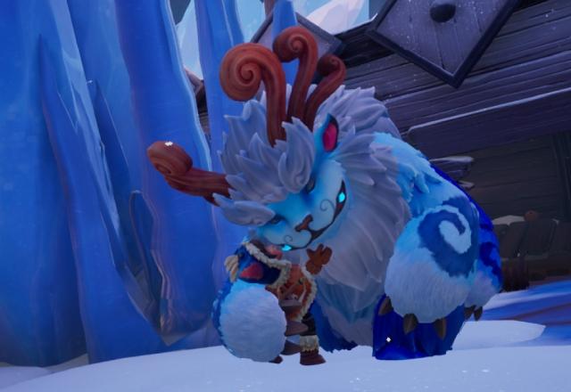 Screenshot de Nunu e Willump se abraçando em Song of Nunu