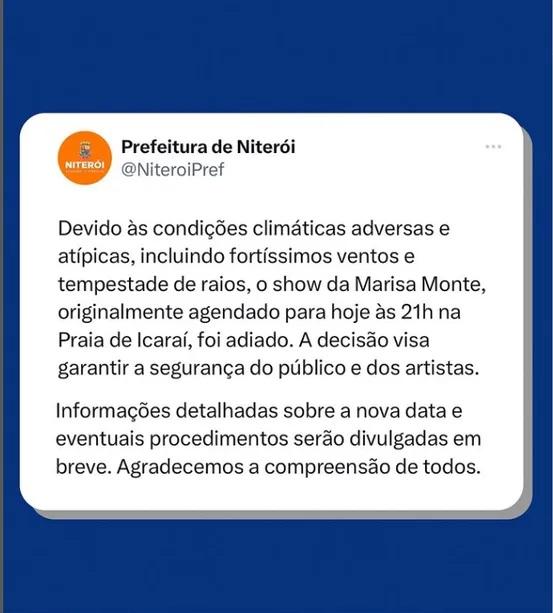 Comunicado da prefeitura de Niterói