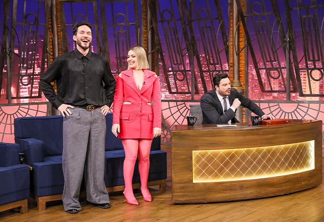 Eliezer, Viih Tube e Danilo Gentili durante o The Noite.