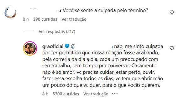 Gracyanne Barbosa responde se está arrependida do término com Belo