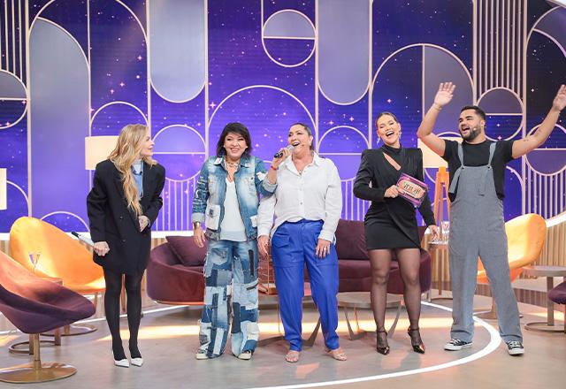 Luísa Sonza, Roberta Miranda, Margareth Serrão, Virginia e Lucas Guedez durante o Sabadou.