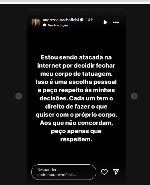 Andressa Urach desabafa nas redes sociais