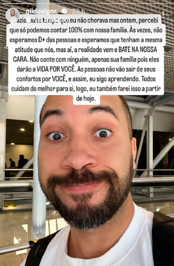 print dos stories do gil do vigor onde ele desabafa