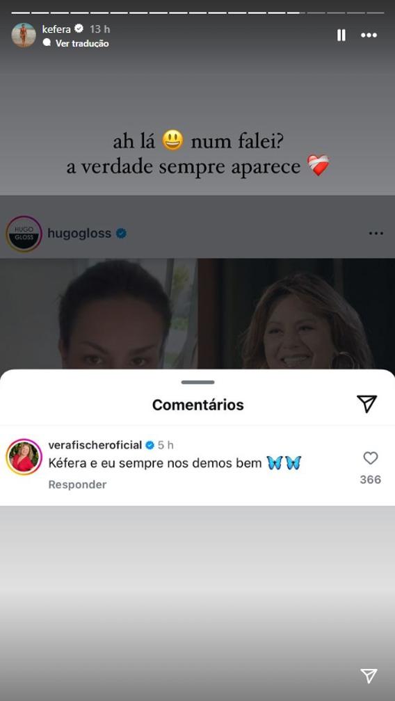 Kéfera e Vera Fischer se pronunciam sobre briga relatada por João Vicente