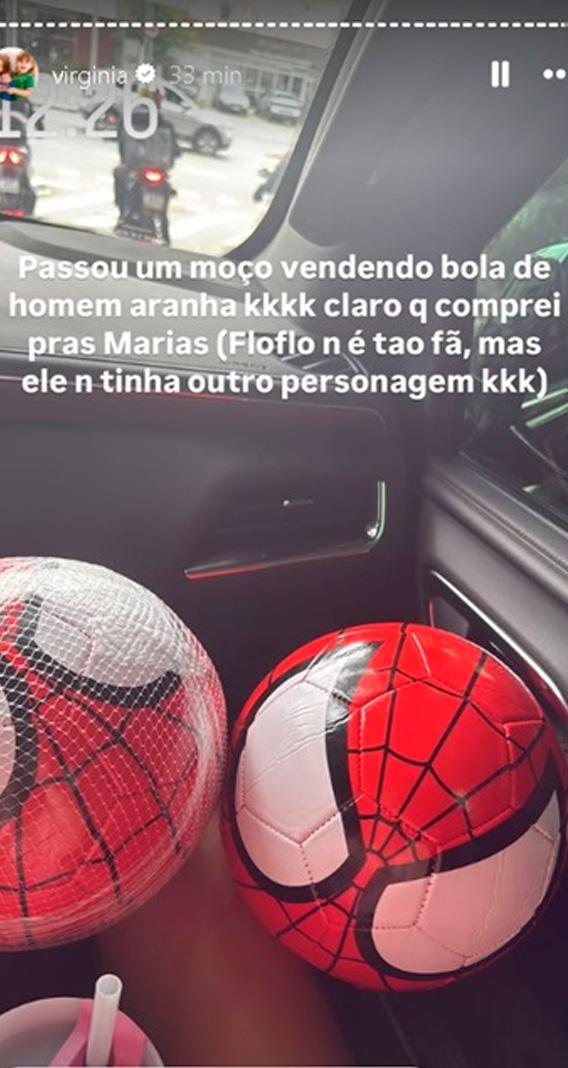 print dos stories da virginia onde ela mostra o que comprou para as filhas