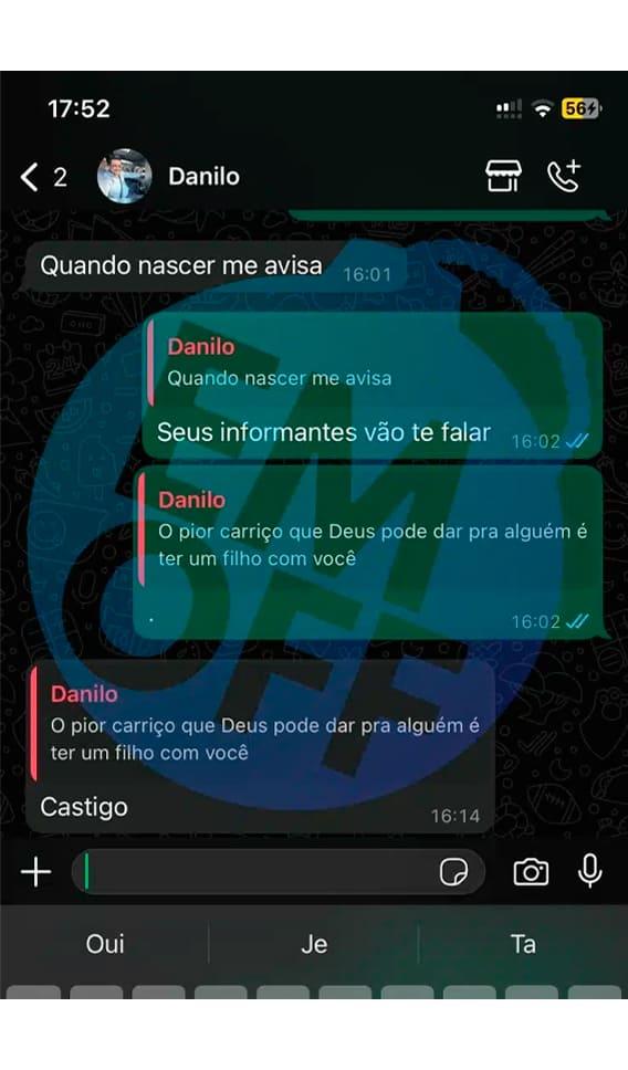 print da conversa de Danilo com Karolayne Lima