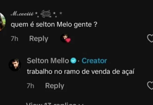 Selton Melo diverte seguidres com resposta espirituosa no TikTok