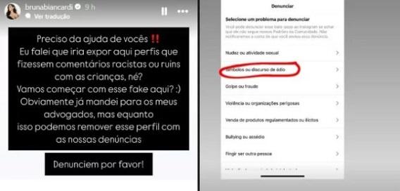 Bruna Biancardi pede ajuda para denunciar perfil racista