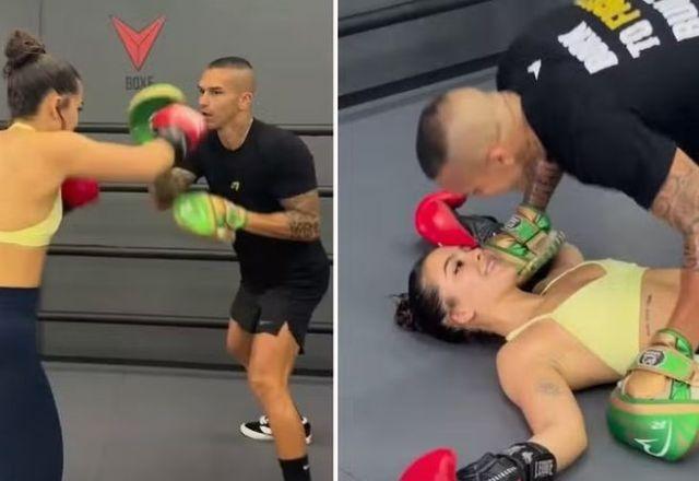 Mel Maia e o namorado treinam juntos em academia doo Rio de Janeiro