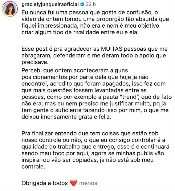 Posicionamento de Graciely Junqueira