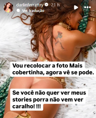 Darlin Ferrattry, mãe de Lexa tem post sensual removido
