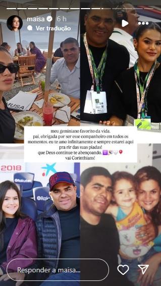 Maisa parabeniza pai em aniversário.