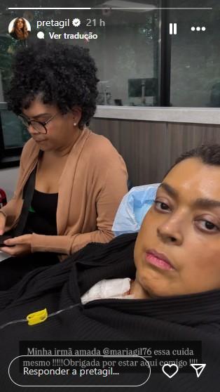 Preta Gil agradece apoio de irmã.