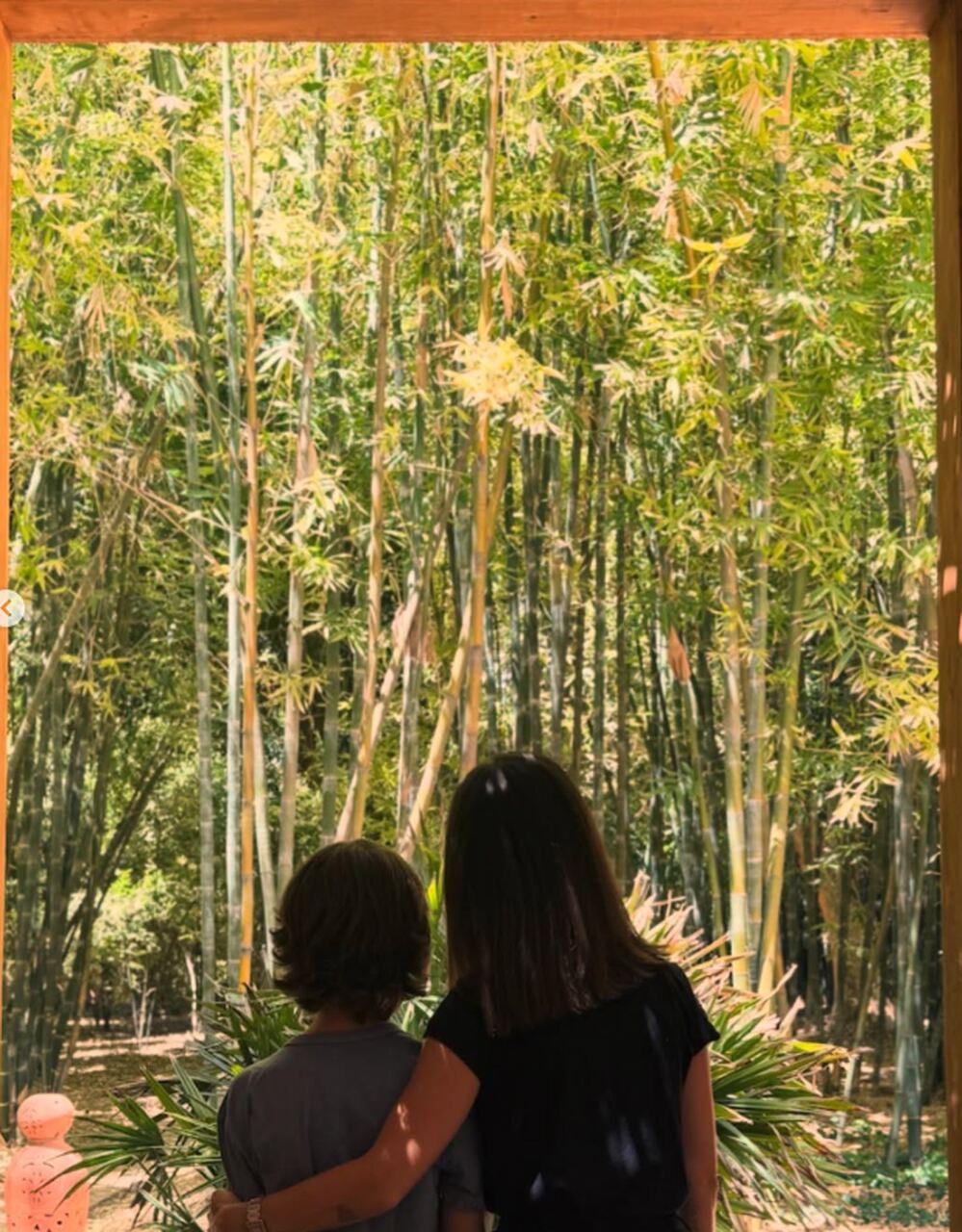 Theo e Sandy de costas em fotografia.