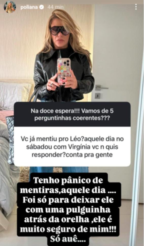 print dos stories de poliana onde ela fala sobre mentiras no casamento