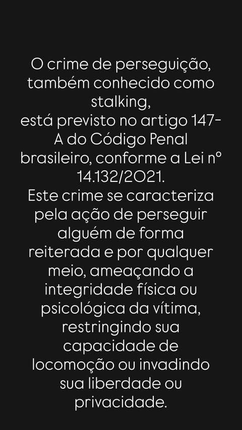 Ana Paula Renault compartilha definição do crime de stalking