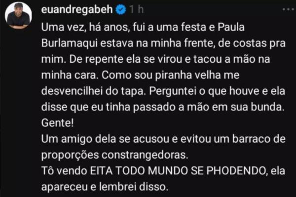 Post do André em sua rede social