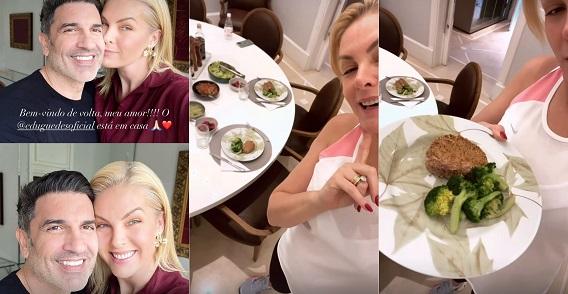 Ana Hickmann comemora alta de Edu Guedes
