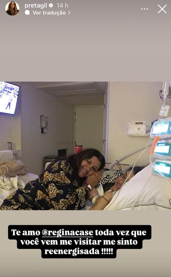 Preta Gil compartilha reencontro com Regina Casé