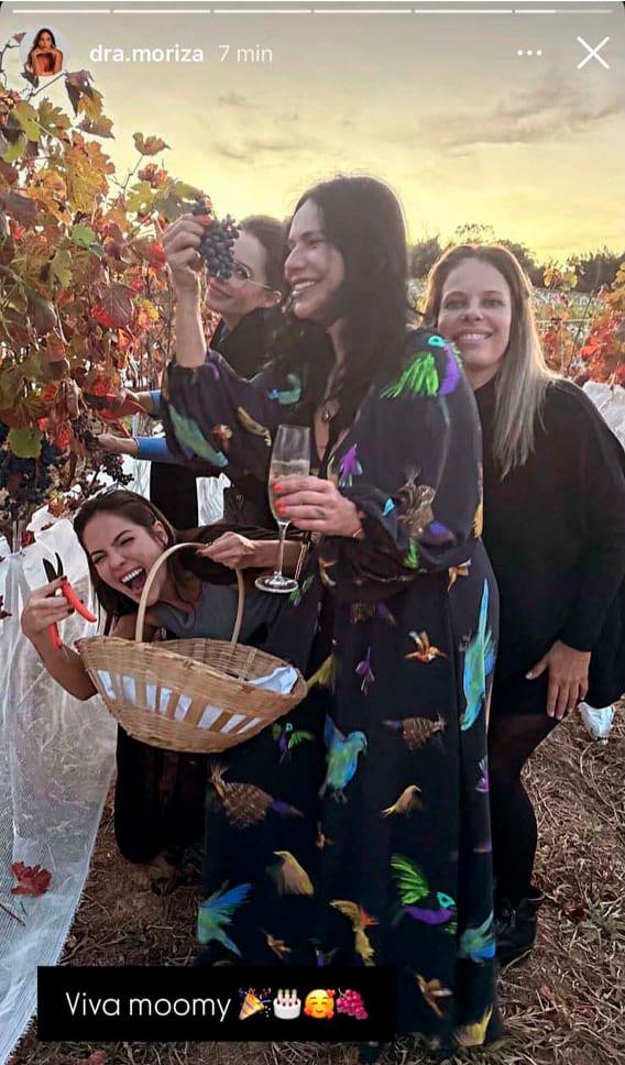 print dos stories de moriza onde sany aparece colhendo uvas ao lado da sogra