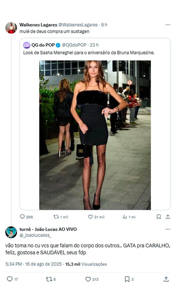 print da defesa de João Lucas a Sasha Meneghel