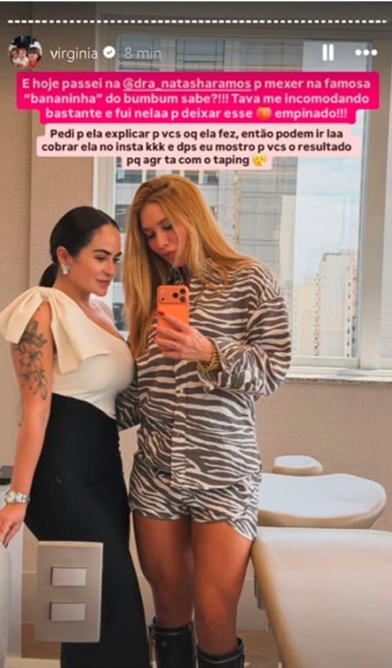 virginia ao lado da profissional que fez o procedimento estética