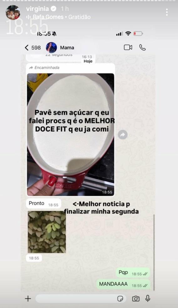 Print de conversa de Virginia com a sogra