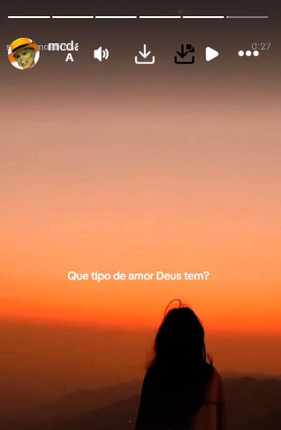 print dos stories de daniel onde ele compartilhou vídeo de cunho religioso