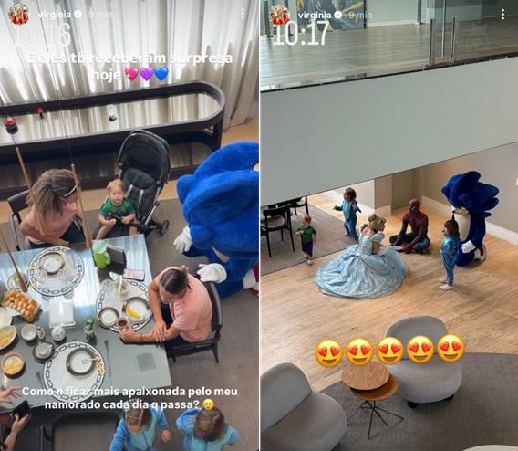 Virginia mostra surpresa de Vini Jr. para os filhos dela