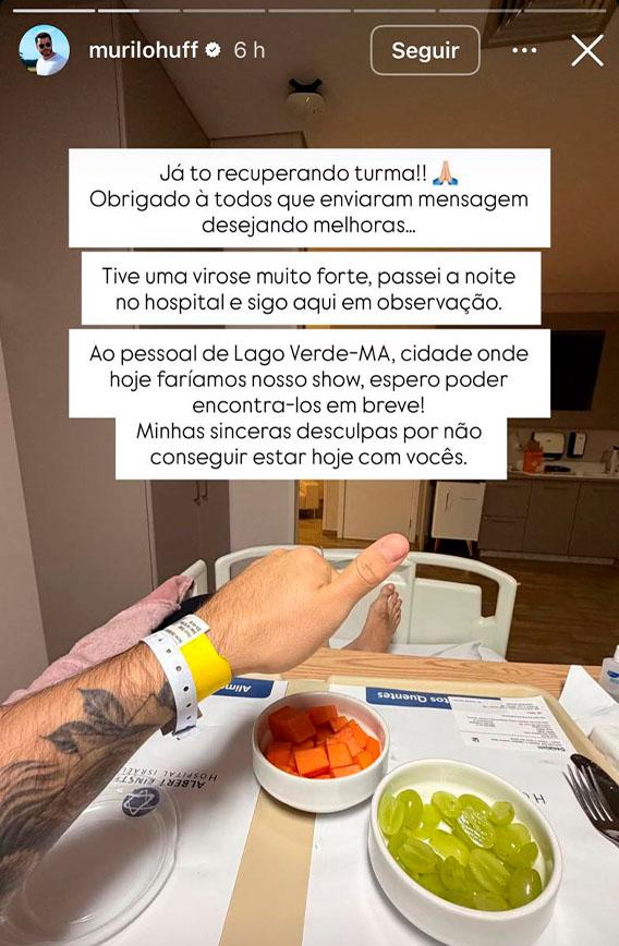 murilo huff fala sobre seu estado de saúde