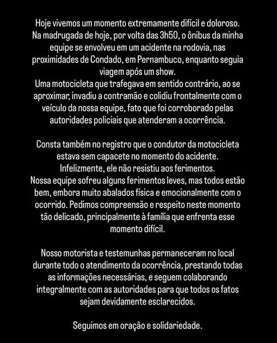 Flay se pronuncia após acidente