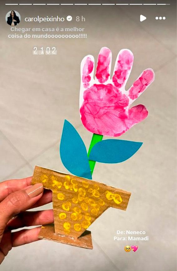 carol peixinho mostra foto do presente