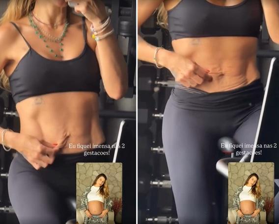 Gabriela Pugliesi mostra flacidez abdominal