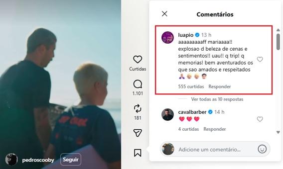 Luana Piovani comenta em post de Pedro Scooby