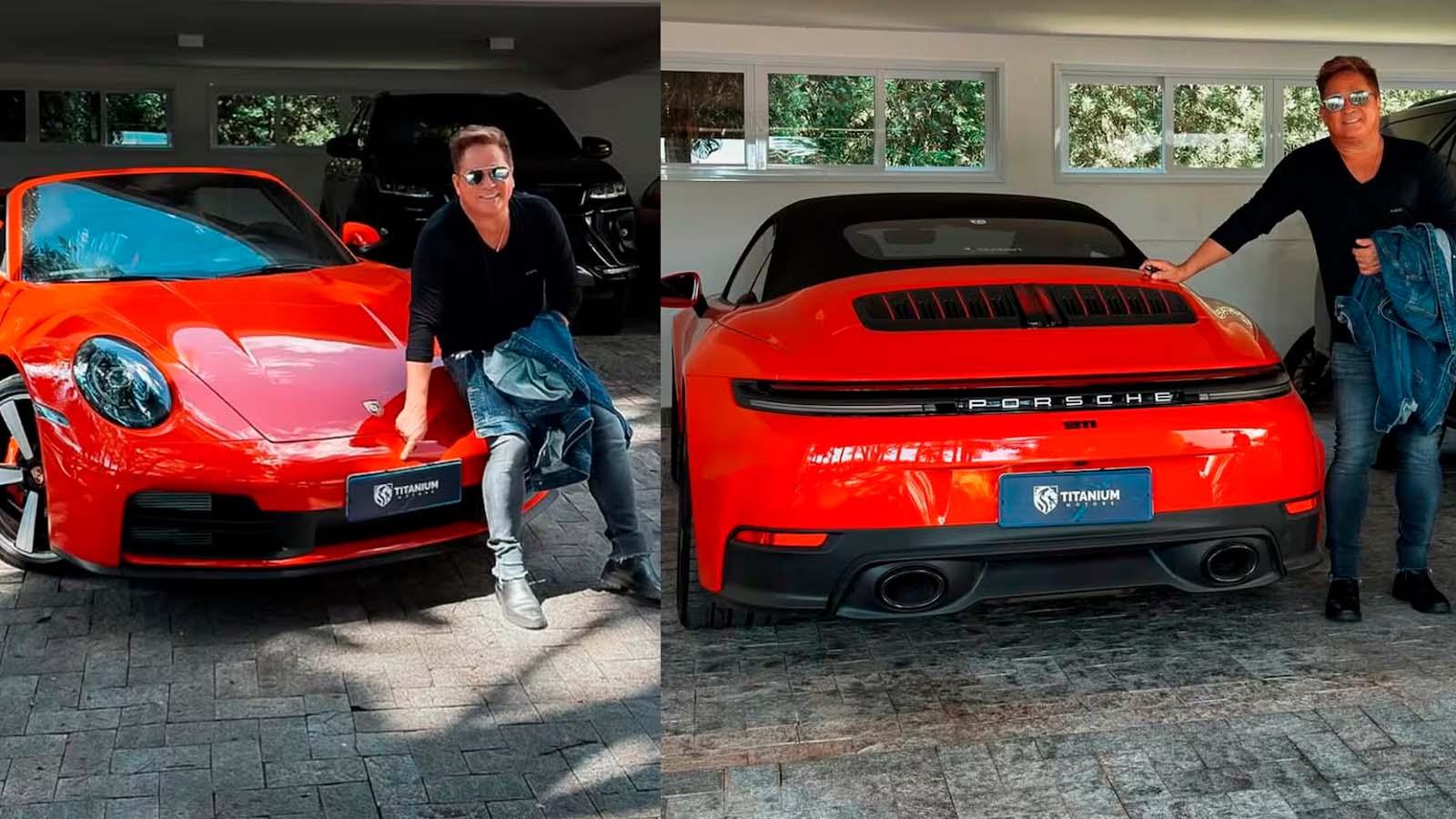 Leonardo posa para foto ao lado de Porshe.