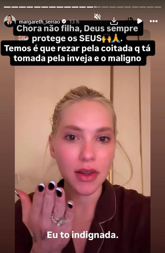 print dos stories de margareth serrão sobre virginia e luana piovani