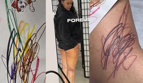 Rihanna com a tatuagem nova