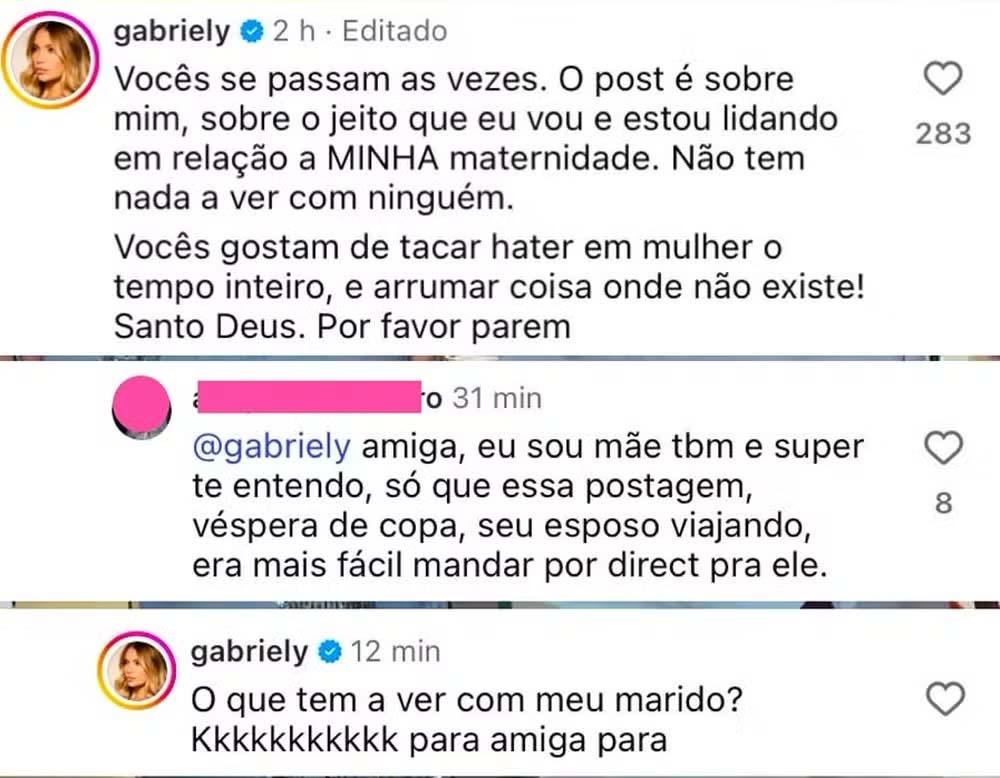 Gabriely Miranda rebateu seguidora