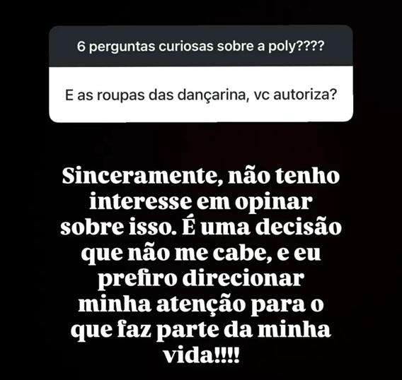 Poliana Rocha responde que não se importa com figurino do balé de Leonardo