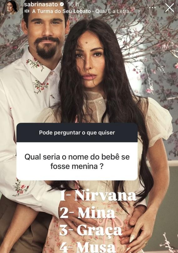 Sabrina Sato revela os nomes que teria escolhido se estivesse grávida de uma menina
