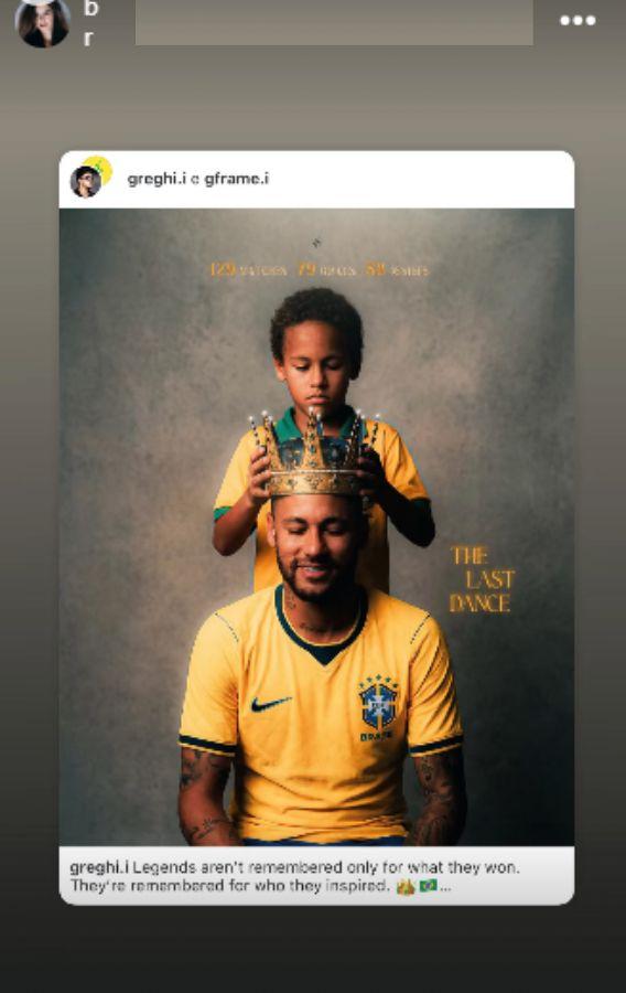 print da Bruna Biancardi com post em homenagem ao Neymar após eliminação do Brasil