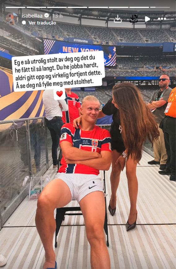 print dos stories de isabella elogiando haaland