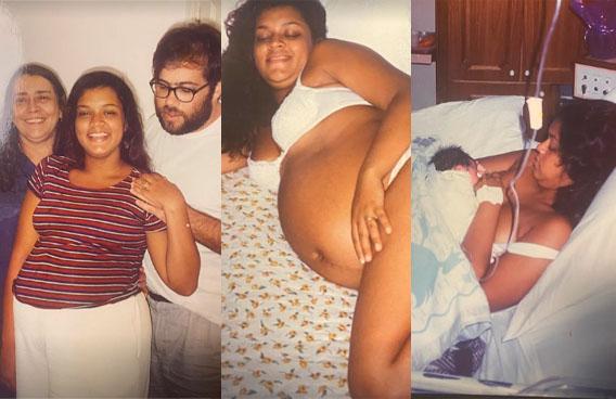 Preta Gil grávida ao lado de otávio, sandra gadelha e também namaternidade