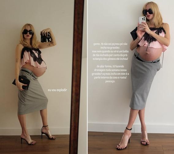 Isa Scherer mostra barriga e fala sobre sintomas de inchaço durante a gravidez